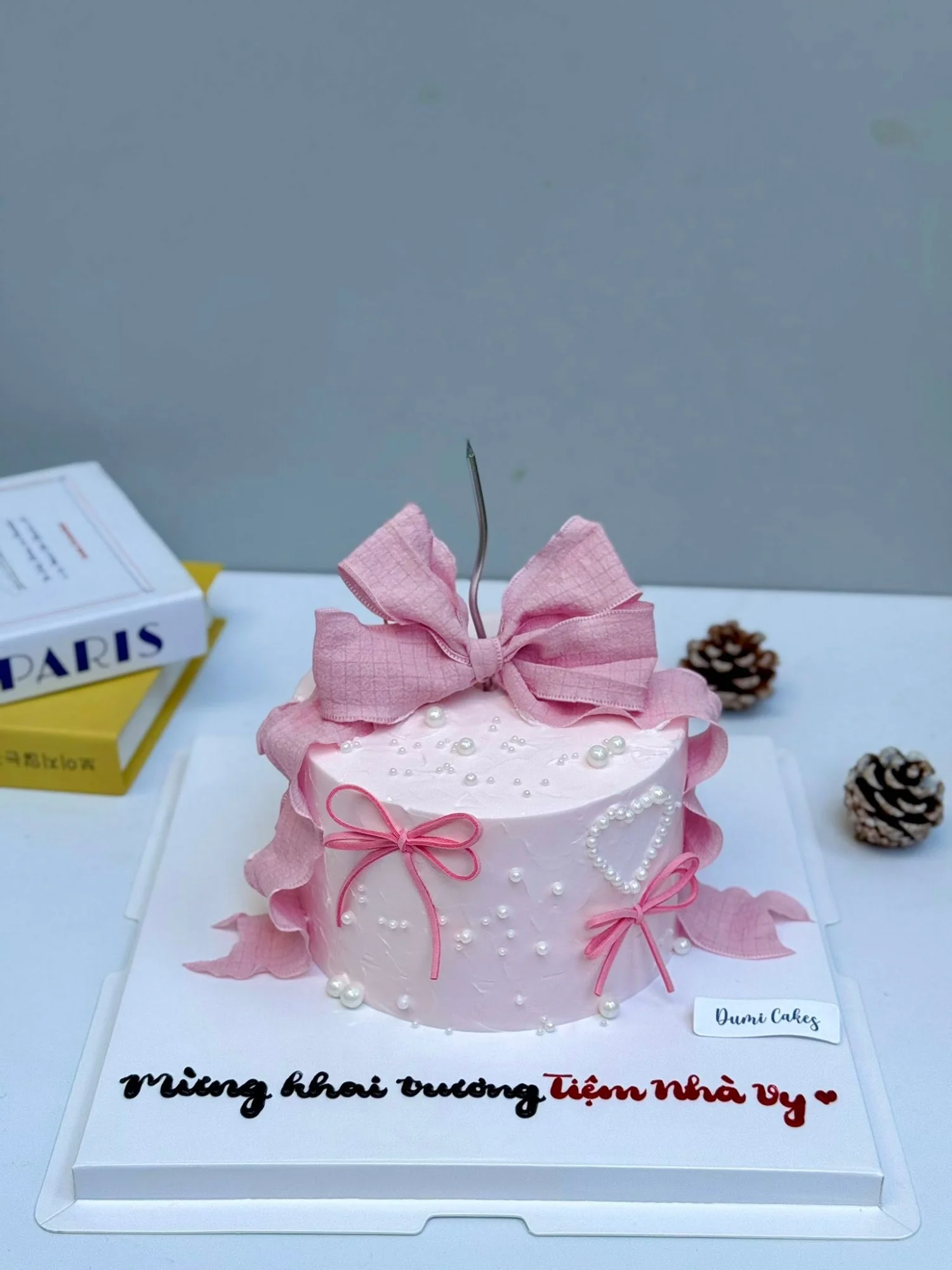 Bánh kem nơ hồng(nơ lớn) 3